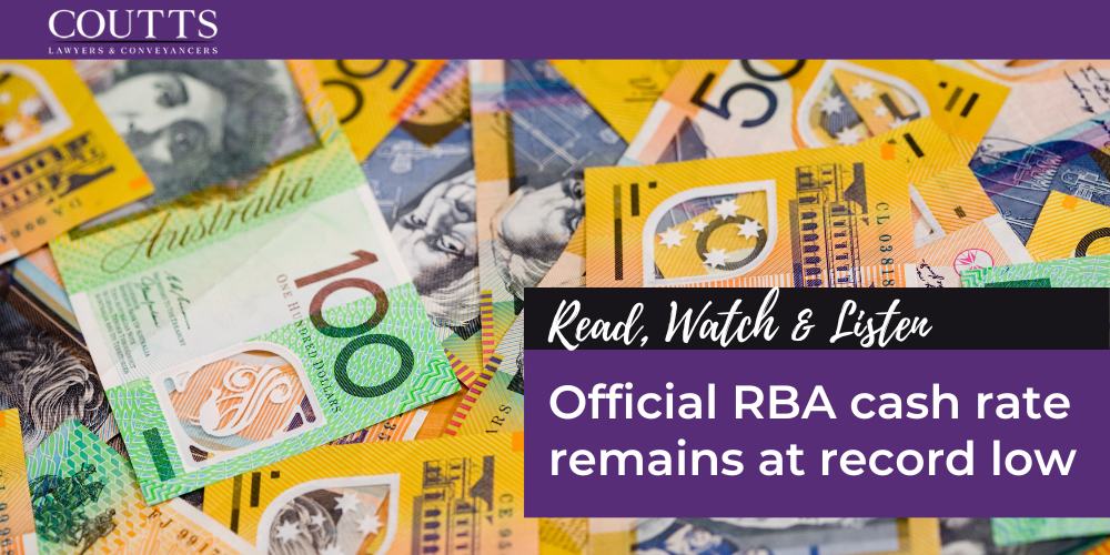 Official RBA cash rate remains at record low