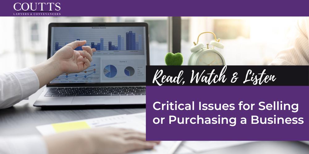 Critical Issues for Selling or Purchasing a Business