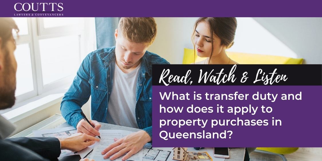 What is transfer duty and how does it apply to property purchases in Queensland?