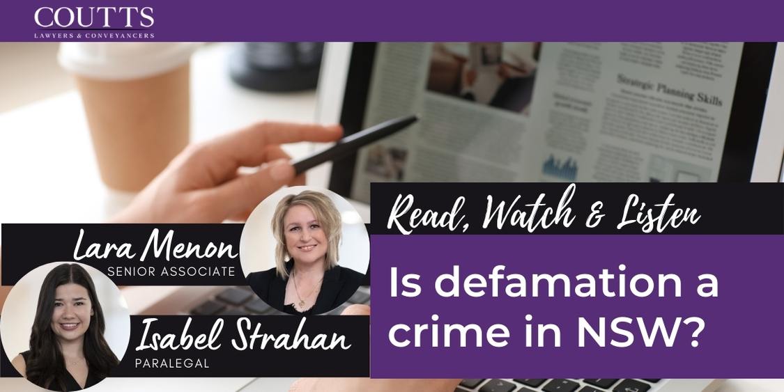 Is defamation a crime in NSW?
